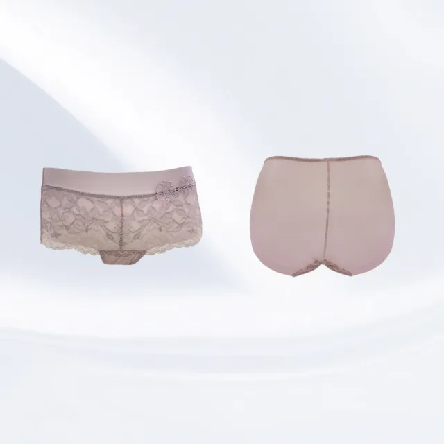 【Swear 思薇爾】珍珠花頌系列M-XL蕾絲中低腰平口女內褲(杏駝粉)