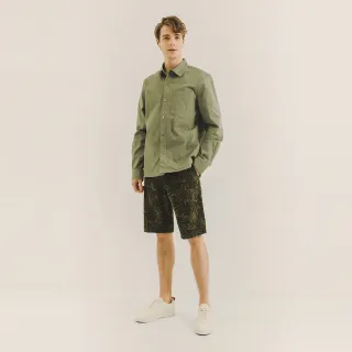 【Hang Ten】男裝-REGULAR FIT經典短褲(綠印花)