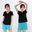 【遊遍天下】台灣製女款涼爽顯瘦抗UV防曬涼感吸濕排汗機能V領衫 黑色(S-3L)