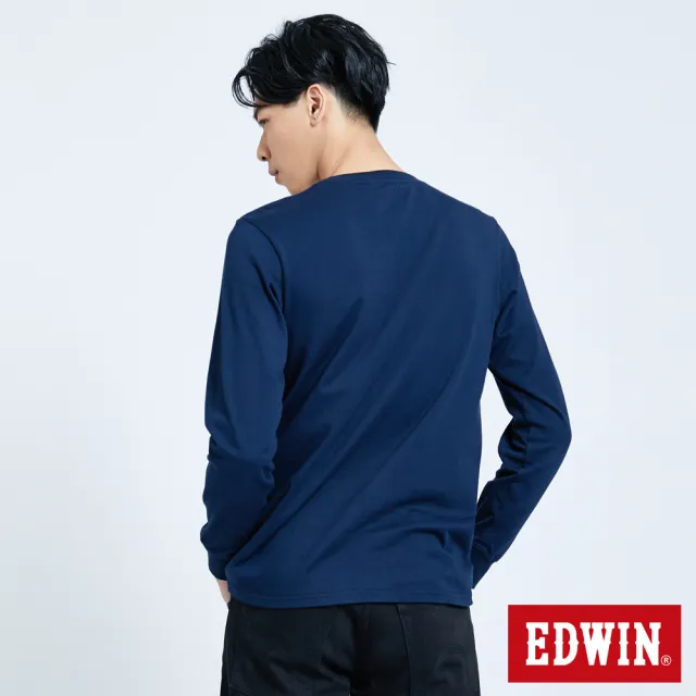 【EDWIN】男裝 口袋小LOGO長袖T恤(丈青色)