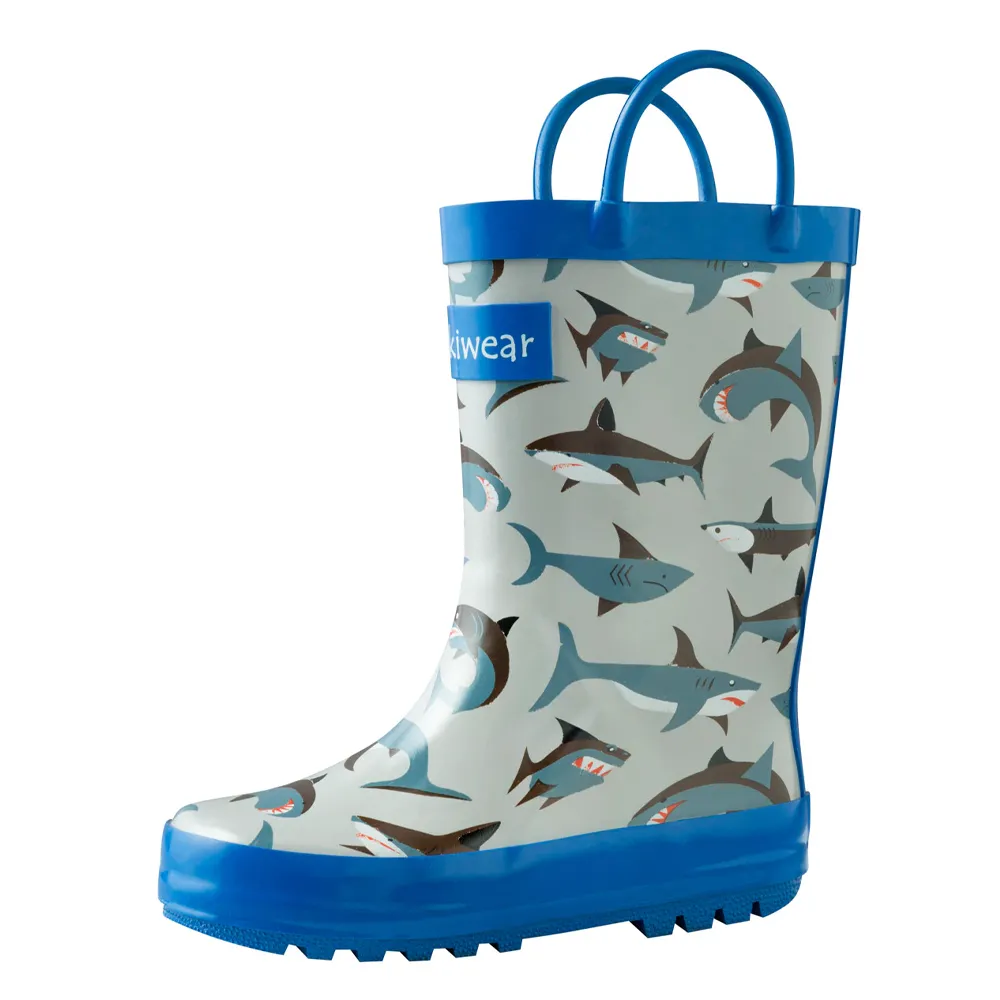 【美國 OAKI】兒童提把雨鞋(11591 鯊魚健將)