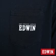 【EDWIN】男裝 口袋小LOGO長袖T恤(黑色)