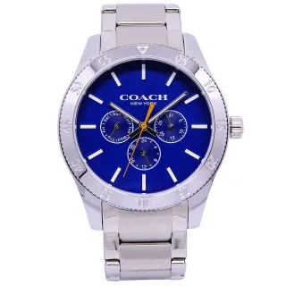 【COACH】COACH 美國頂尖精品簡約時尚三眼個性腕錶-藍面-14602445