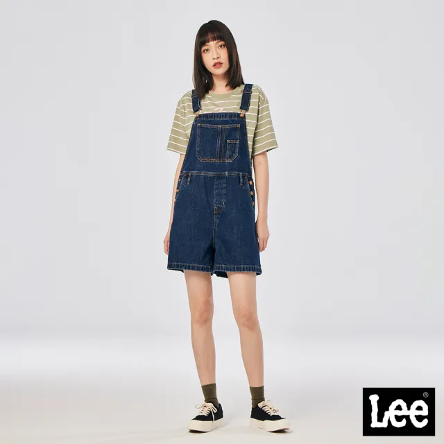 【Lee】女裝 吊帶短褲 / 休閒百搭 深藍洗水(LL220157190)