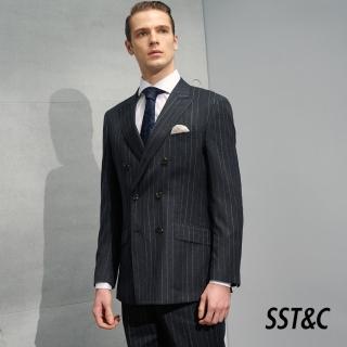 【SST&C】米蘭系列灰色條紋雙排扣修身西裝外套0112204002(換季65折)