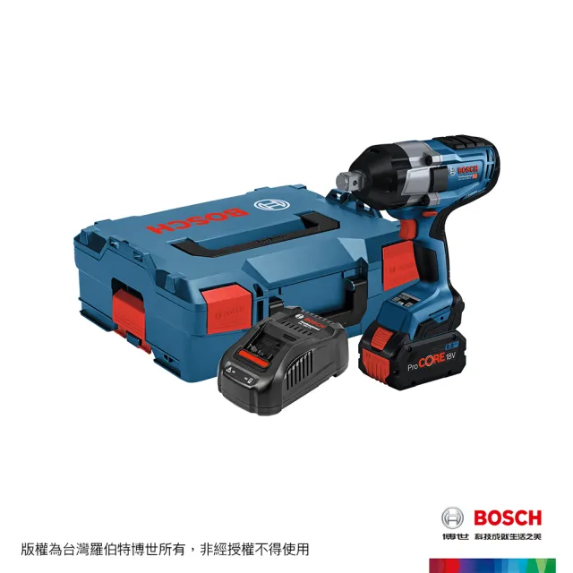 【BOSCH 博世】BITURBO 雙渦輪免碳刷高扭力衝擊扳手機_ProCORE 8Ahx1(GDS 18V-1050 H)