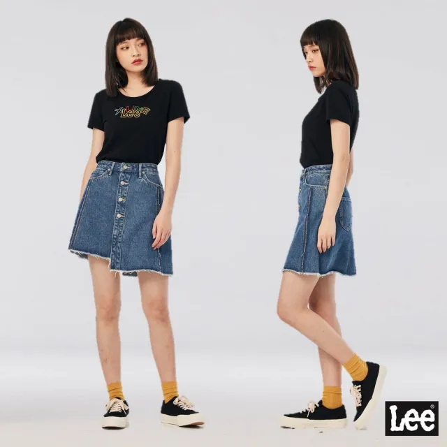 【Lee】女裝 牛仔短裙 / 不對襯下擺 深藍洗水(LL220162182)