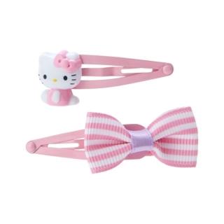 【小禮堂】Hello Kitty 造型鐵髮夾2入組 《粉蝴蝶結款》(平輸品)