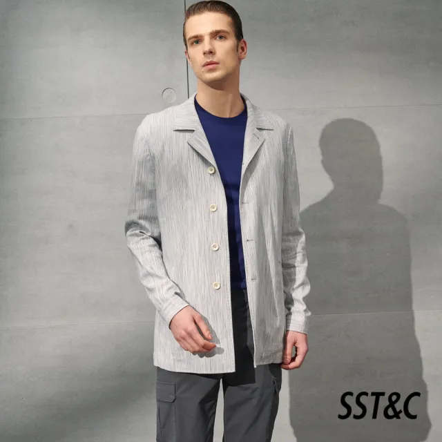 【SST&C 最後55折】淺灰條紋襯衫式外套0612204003