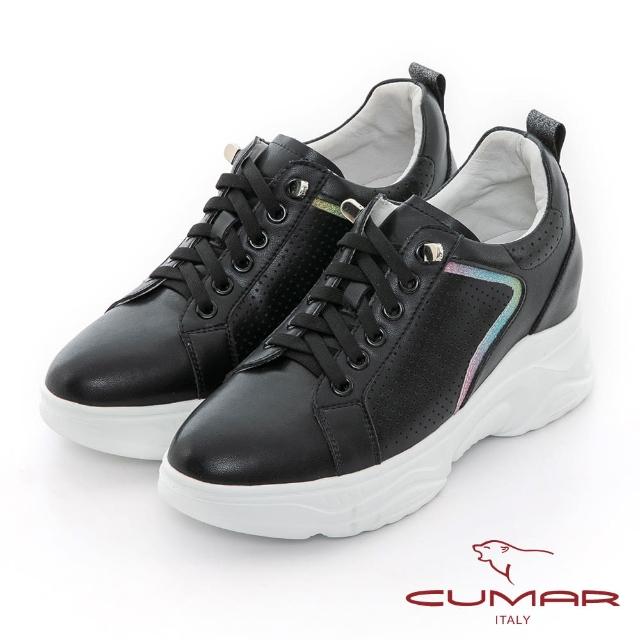 CUMAR 厚底內增高免綁帶休閒鞋 黑
