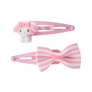 【小禮堂】美樂蒂 造型鐵髮夾2入組 《粉蝴蝶結款》(平輸品)