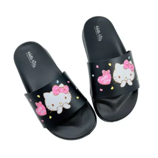 【樂樂童鞋】台灣製Hello Kitty拖鞋-黑色(兒童拖鞋 女童鞋 涼鞋 室內鞋 拖鞋)