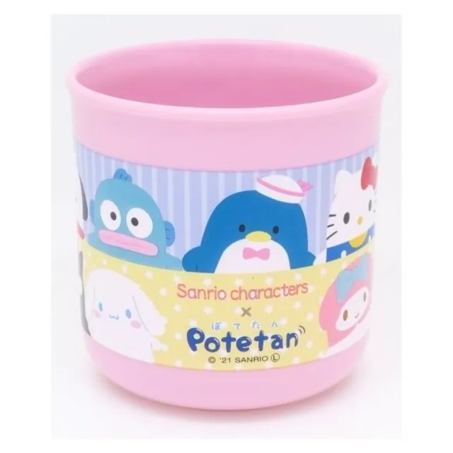 【小禮堂】Sanrio大集合 兒童單耳塑膠杯 200ml 《Potetan款》(平輸品)