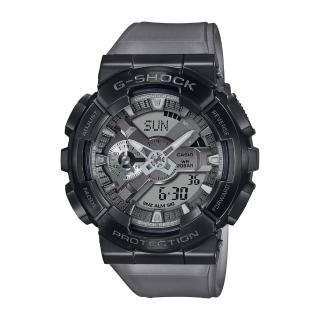 【CASIO 卡西歐】G-SHOCK 金屬錶殼 半透明錶帶 人氣雙顯手錶(灰透 GM-110MF-1A)