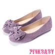 【PINKBABY】可愛圓頭立體大蝴蝶結舒適平底豆豆鞋(紫)