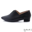 【DIANA】2.7cm 質感羊皮撞色拼接微尖頭休閒鞋/低跟鞋-經典設計(黑)
