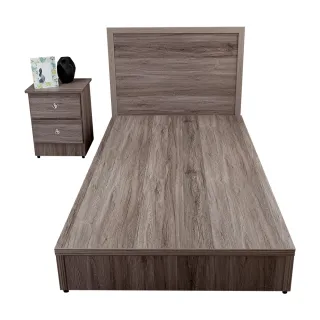 【BODEN】米恩3.5尺單人床房間組-3件組-床頭片+六分床底+二抽床頭櫃(古橡色-七色可選-不含床墊)