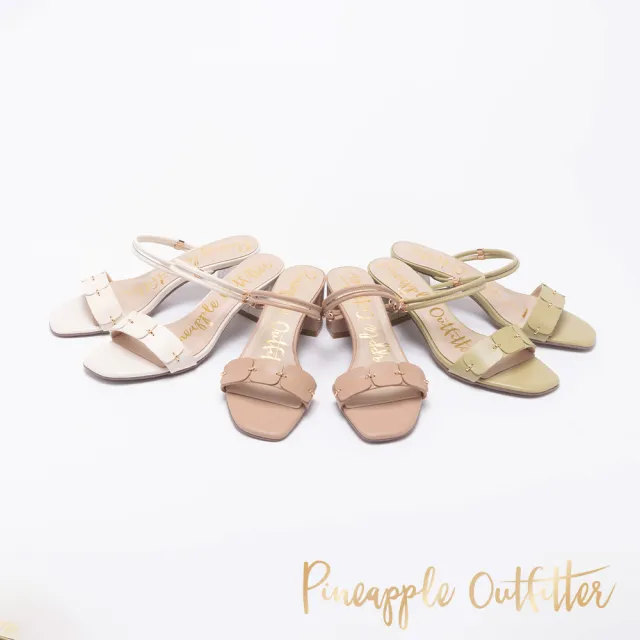 【Pineapple Outfitter】REGINA 羊皮金屬中跟涼拖鞋(白色)