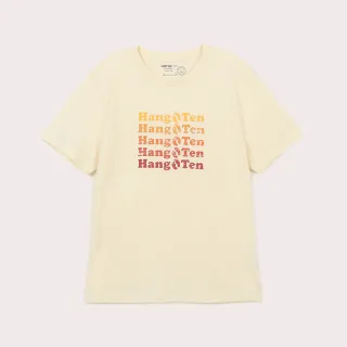 【Hang Ten】男裝-有機棉美式復古LOGO印花T恤(米白)
