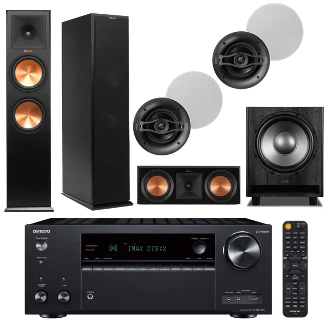 【ONKYO】TX-NR7100+RP-280F+RP-500C+ICQ62+MS-450(擴大機+落地喇叭+中置+二對 崁入式喇叭+重低音)