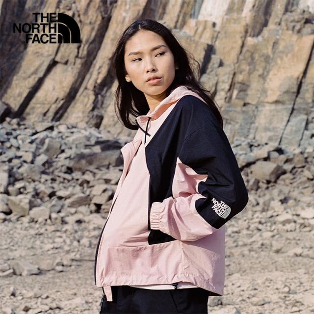 【The North Face 官方旗艦】北面女款粉黑撞色DWR防潑水防風外套｜5K16UBF