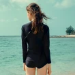 【Heatwave 熱浪】泳衣女多件套長袖水母衣黑色保守遮肚運動兩截式衝浪大碼游泳裝(83025)