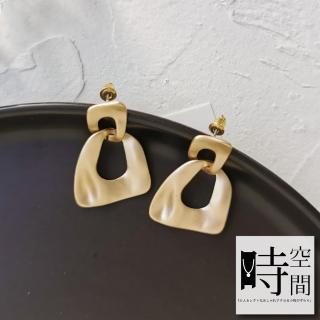 【時空間】都會時尚啞光霧感金屬幾何不規則造型耳環 -幾合雙圈款特降 送禮 禮物)