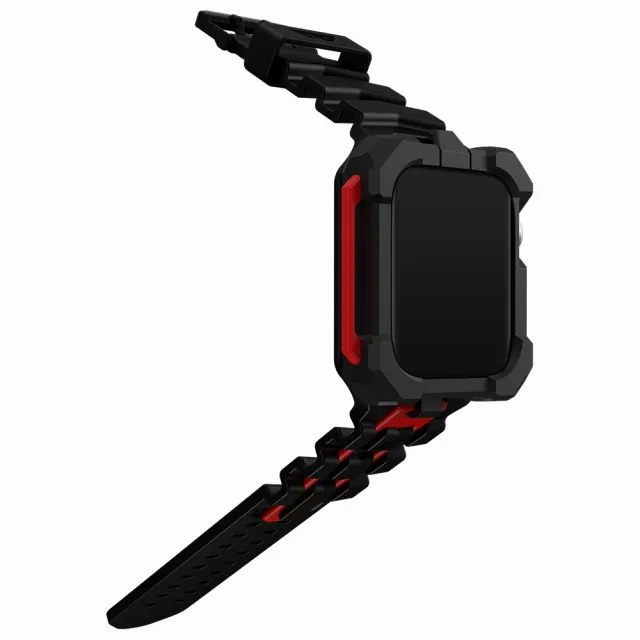 【Element Case】Special Ops Apple Watch 7 41mm 特種行動一體型防摔殼錶帶 - 黑/紅色