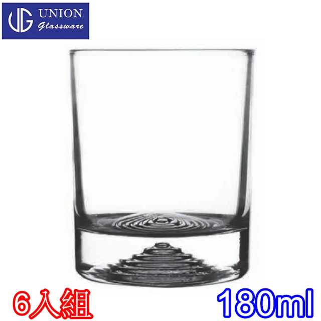 【泰國UNION】玻璃炫底杯威士忌杯180cc(六入組)