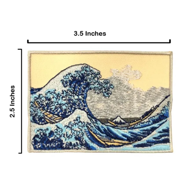【A-ONE 匯旺】神奈川沖浪裏 日本浮世繪刺繡徽章 胸章 立體繡貼 裝飾貼 葛飾北齋 繡片貼 燙(NO.363)
