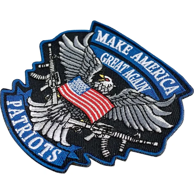 【A-ONE 匯旺】美國 愛國老鷹 向左 灰藍色 PATCH 刺繡背膠補丁 袖標 布標 布貼 補丁(NO.178A)