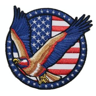 【A-ONE 匯旺】美國老鷹向左 藍紅色 熨斗立體繡貼 熱燙補丁 DIY 創意 Patch 電繡刺(NO.157A)