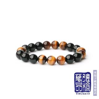 【TIBUKKYO 德榕藏品】原礦無染色黃虎眼黑曜石多寶石手珠 10mm(天然虎眼石手珠 黑曜石手珠)