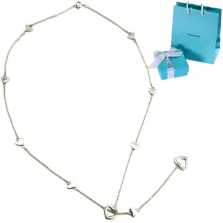 【Tiffany&Co. 蒂芙尼】925純銀-十個愛心造型墜飾項鍊(展示品)