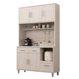 【唯熙傢俱】歐文炭燒白橡色4尺餐櫥櫃(餐廳 餐櫃 電器櫃 抽屜櫃 置物櫃 收納櫃 碗碟櫃)