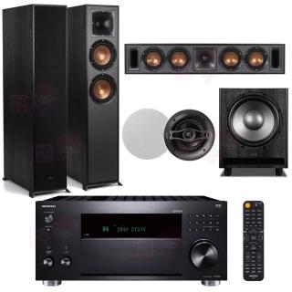 【ONKYO】TX-RZ50+R-625FA+R-34C+ICQ62+MS-450(擴大機+主喇叭+中置+嵌入式喇叭一對+重低音)