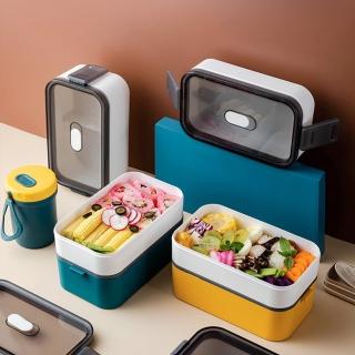【瑞典廚房】可微波 雙層 便當盒 餐盒 飯盒 附贈餐具 便當袋(3色任選/700ml+1100ml)