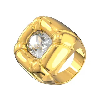【SWAROVSKI 官方直營】Dulcis 個性戒指枕形切割Swarovski水晶  黃色  鍍金色色調 交換禮物