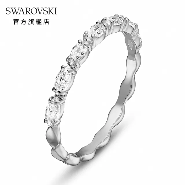 【SWAROVSKI 官方直營】Vittore Marquise 精緻百搭鍍白金色戒指 交換禮物