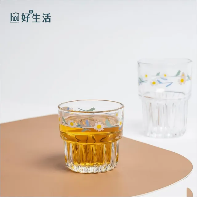 【hoi! 好好生活】小清新玻璃冷水杯240ml 白雛菊