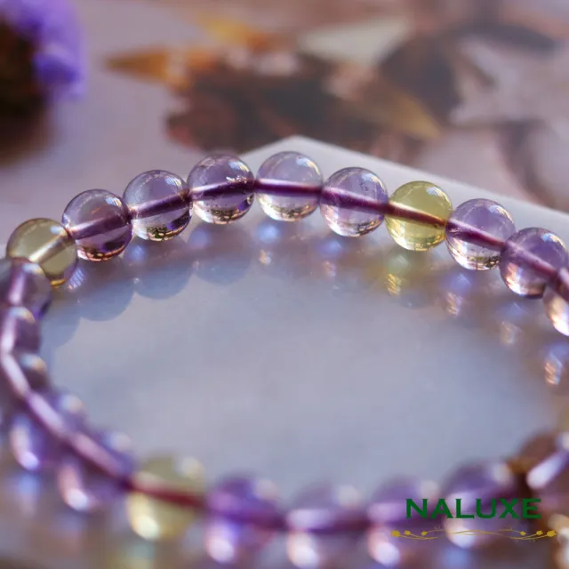 【Naluxe】天然紫水晶黃水晶設計款開運手鍊(開智慧、招財、迎貴人、二月誔生石)