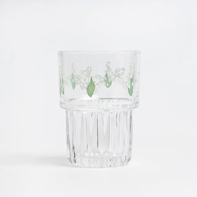 【hoi! 好好生活】小清新玻璃冷水杯300ml 鈴蘭花