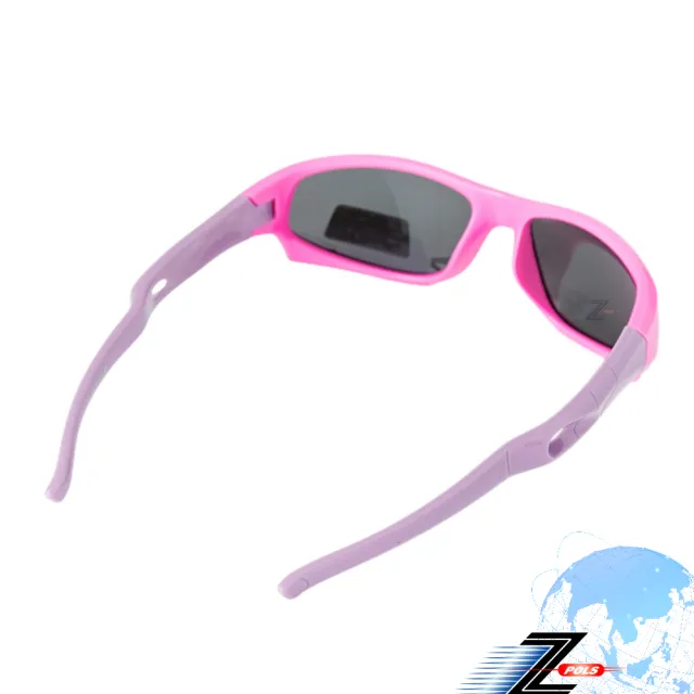 【Z-POLS】兒童專用矽膠軟質彈性壓不壞 Polarized寶麗來偏光太陽眼鏡81VA(粉紫質感偏光抗紫外線UV400)