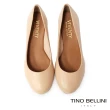 【TINO BELLINI 貝里尼】巴西進口復古典雅圓頭牛皮楔型跟鞋FSGV0001(米)