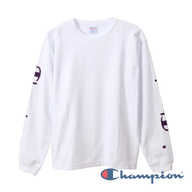 Champion 官方直營-RW袖子草寫Logo長袖Tee-9.4oz-男(白色)