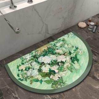 【帕斯特地墊】油畫款-快速吸水防滑加厚矽藻土軟式地墊 浴室廁所 廚房 腳踏墊(地墊)