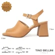 【TINO BELLINI 貝里尼】巴西進口盛夏法式復古魚口繫踝粗跟涼鞋FSLT0015(駝)