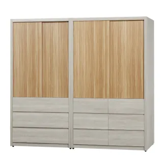 【MUNA 家居】莫托斯7X7尺鋼刷白雙色推門衣櫥(衣櫃 收納櫃 櫥櫃 衣櫥)