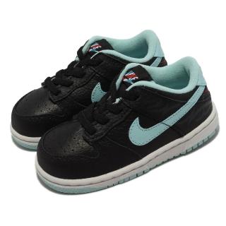 【NIKE 耐吉】休閒鞋 Dunk Low SE TDV 童鞋 小童 黑 天藍 理髮店 學步鞋(DH9760-001)