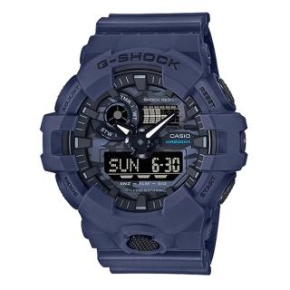 【CASIO 卡西歐】G-SHOCK 雙顯男錶 迷彩 樹脂錶帶 LED 藍 防水200米 GA-700CA(GA-700CA-2A)